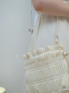 Pleated Tote Bag for Women Girl Crossbody Bag Drawstring Ruched Design PU Bag Shoulder Bag Large Capacity Handbag