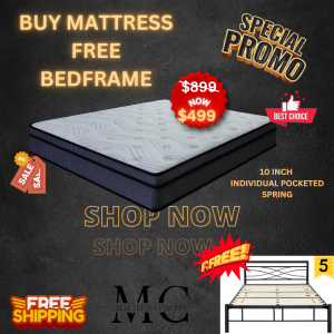 🔥 【SALE QUEEN SIZE ONLY】10 inch Individual Pocketed Spring Mattress FREE Metal Bedframe 5
