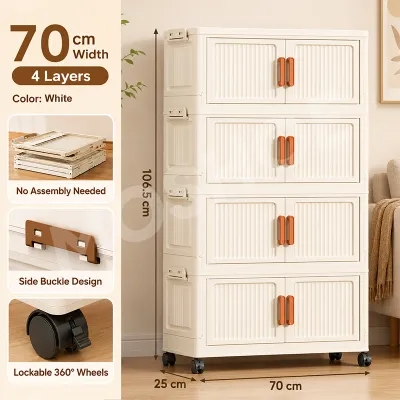 MOSHOE Upgrade Foldable Storage Cabinet with Wheels – Waterproof Durabox Wardrobe Organizer for Home Kitchen & Clothes
