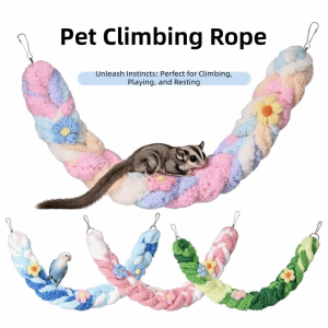 IPIE2 Gradient Colorful Parrot Climbing Rope Bite Resistant Bendable Hamster Hanging Swing Pet Cage Toy Wear-resistant Pet Training Stand Guinea Parrot