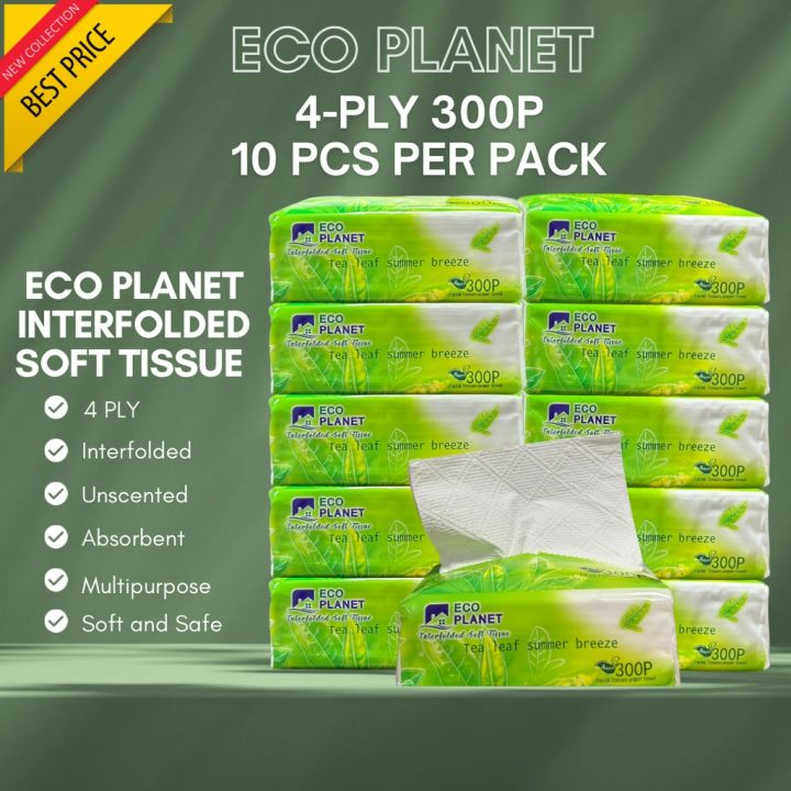 ECO 10pack 300P 4ply Interfolded Facial Tissue Super Strong and