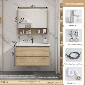Bathroom Mirror Basin Cabinet Bathroom Sink Cabinet Cabinet Modern Light Luxury Vanity Basin Cabinet Integrated Ceramic Basin Bathroom Table Floor Hand Washing Washbasin Cabinet Set Bathroom Sink Combinat Package