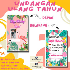 Undangan Karakter Flaminggo (20 PCS/30 PCS/50 PCS/100 PCS) / Undangan ulang tahun / undangan ultah / undangan cetak / cetak undangan / undangan anak / undangan print / undangan pesta / print undangan / undangan karakter / undangan motif