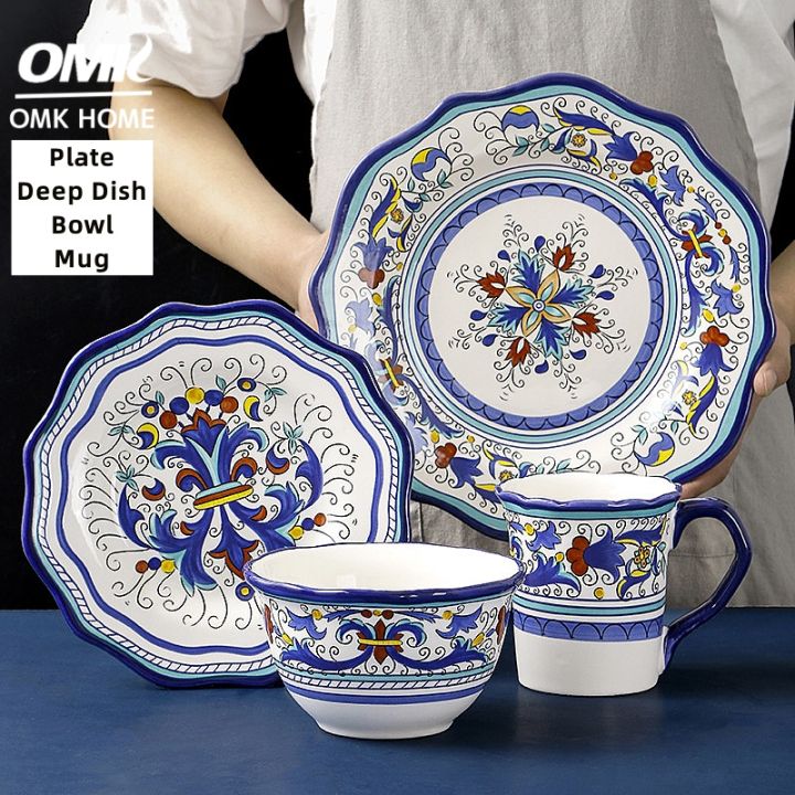 OMK American Retro Style Ceramic Tableware Set Dinner Plates
