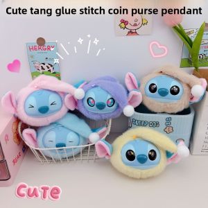 BEIBEI Kawaii Design Vinyl Stitch Coin Purse Vinyl Material Headset Bag Plush Stitch Pendant Anime Storage Stitch Wallet Keychain Gift Giving