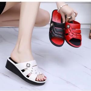 [Free Shipping] New Summer Sandals For Home And Indoor Leisure Plastic High-Heeled WomenS Slippers Fashionable And Breathable Shoes For Mothers To Wear Outside