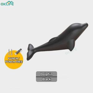 [OKLIFE. SG]No punching hanging hook Creative hook behind the door Little Dolphin aluminum alloy adhesive hook Wall bathroom hook
