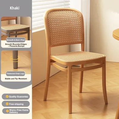 POLAR BEAR Dining Chair with Backrests Rattan Plastic Chairs Stackable Nordic Plastic Chair