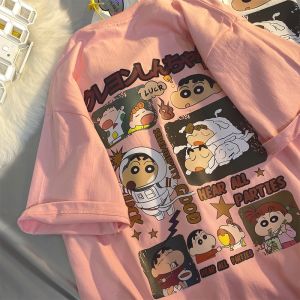 Womens T-shirt Short-sleeved Loose Version Top