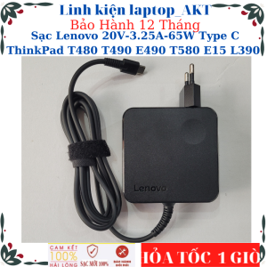 Sạc laptop Lenovo TYPE C 20V- 3.25A- 65W-ZIN ThinkPad T480 T490 E490 T580 E15 L390 yoga
