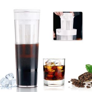 1100ML Espresso Maker Cold Brew Iced Coffee Maker Dual Use Filter Coffee Tea Pot Espresso Ice Drip Maker Glass Pots