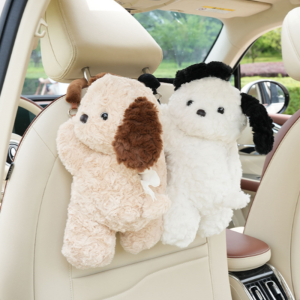 DUOJI สุนัขน่ารักๆ ที่ใส่ทิชชู่ Plush ตุ๊กตาสัตว์ตุ๊กตา การ์ตูนลายการ์ตูน กล่องทิชชู่รถยนต์ อุปกรณ์เสริมรถยนต์ การประหยัดพื้นที่ เครื่องจ่ายผ้าเช็ดปาก ยานพาหนะยานพาหนะยานพาหนะ