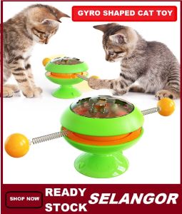 ICE Stock Selangor  Pet Cat Gyro Shaped Turntable Windmill Suction Cup Base Toys for Cats Free Mint Ball