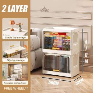 Cabinet Lockers Clothing White Flip Top Storage Box Foldable Cabinet With Wheel Keimav