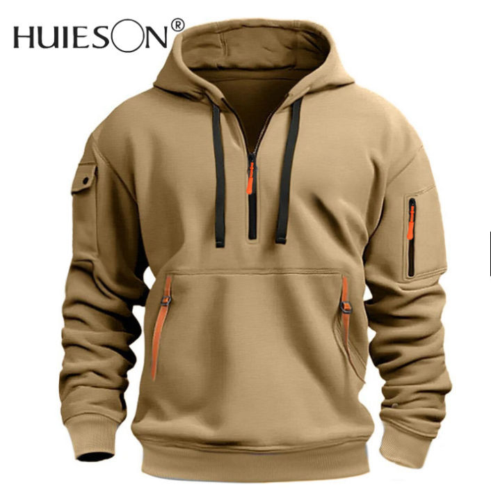 【HUIESON】Men's casual sports multi-zipper arm pocket