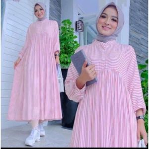 dress midi / salur midi / midi dress strip / dress motif garis garis / gratis ongkir