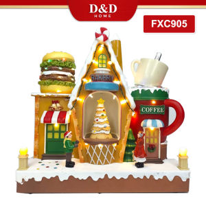 D&D Home l Christmas Shop Bakery Coffee Decorative Display with Santa Figure ( FXC905 l FXC904 )