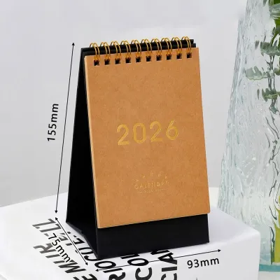 ZOOGGJZ แบบพกพา ปฏิทินตั้งโต๊ะปี 2026 ตกแต่งโต๊ะทำงาน คอยล์ ปฏิทินขนาดเล็ก ง่าย สมุดวางแผนรายวัน ของใช้สำนักงานและโรงเรียน