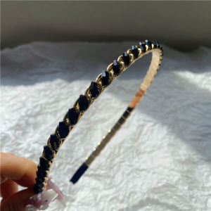 F4 Bando Impor Rhinestone Korea dengan Aksen Kristal Permata Aksesoris Rambut Wanita Pesta BOP001