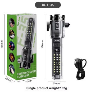 New BL-F35 LED Emergency Safety Flashlight with Dual Light Sources 4800mAh Battery Type-C Rechargeable Slide Zoom Torch for Camping & Hiking