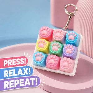 Keyboard Fidget Keychain 9 Key Clicky Button Toy ASMR Stress Relief Pocket Bag Key Pendant