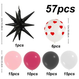 57pcs balloon set Valentines Day confession-themed balloons with exploding star foil heart print balloons suitable for Valentines Day confession-themed party decorations birthday parties outdoor party decorations anniversary decorations