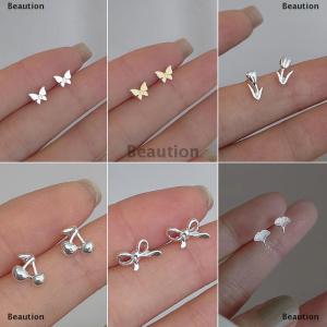 [COD] Beaution 1Pair Minimalist Needles Ear Studs Tulip Little Cherry Small Love Heart Earrings Women Butterfly Earring Gifts