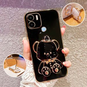 YBD เคสโทรศัพท์สำหรับ A1 Xiaomi Redmi + A2 4G + A1 C50 POCO เคส2022แฟชั่นหมวกน่ารักที่ตั้งรูปหมีสวยงามการออกแบบหรูหราชุบเคส