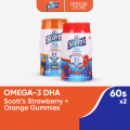 Scott's DHA Gummies Strawberry + Orange 60s [Pack of 2] Helps Support Brain Development. 