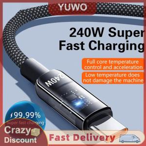 YUWO 240W USB Type C Cable Fast Charging Cable For Laptop Tablet IPhone 16 15 Samsung Xiaomi 15 Huawei Phone USB C Charger Cord 1m 2m
