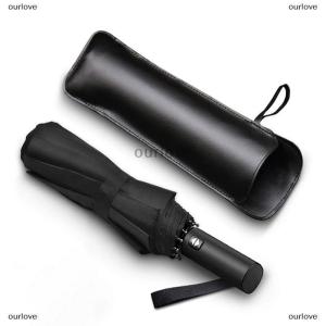 [COD] ourlove ที่หุ้มร่มหนัง PU สีดำแบบพกพากันน้ำได้กระเป๋าเก็บร่มแบบพกพา