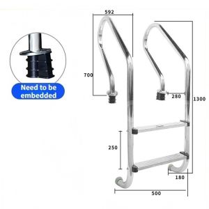Swimming Pool Ladder 304 Thickened Stainless Steel Swimming Pool Handrail Launching Ladder Tread pool handrail 2/3 step water park