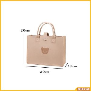 Nurm Cute Bear Felt Handbag Large Capacity Handbag Mother and Baby Bag Computer Tablet Book Storage
