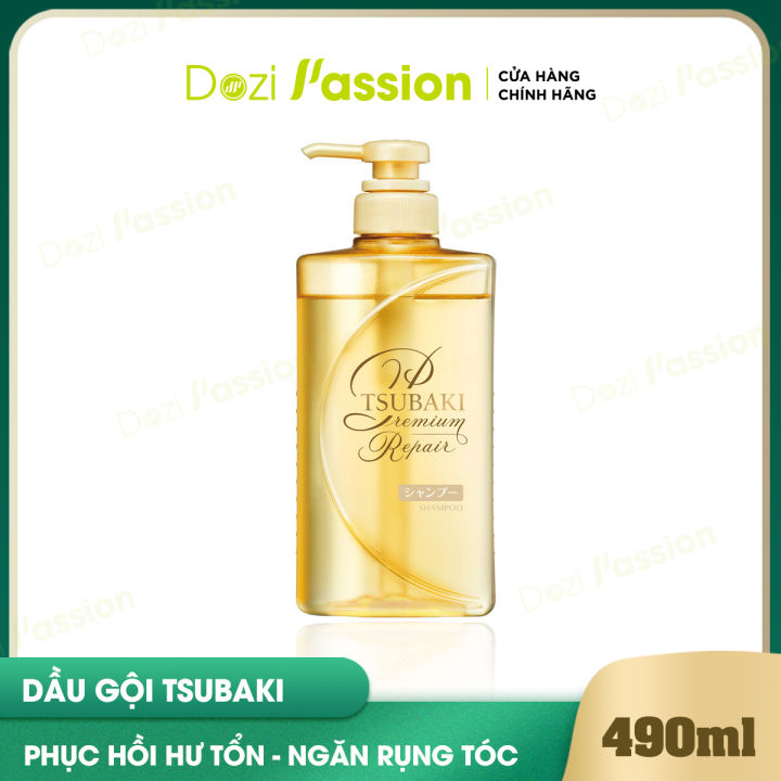 Dầu gội Tsubaki Phục Hồi, Ngăn Rụng Tóc - Tsubaki Premium Repair Màu Vàng (490ml/chai)