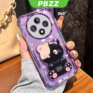 PBZZ Case for OPPO Reno 12f reno12 F 12 fs f27 5g 2024 phone casing Softcase Silicone shockproof Cover new design aesthetic with holder cute pink cat Transparent for girls SJMMZJ2