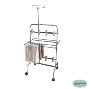 CMS ที่เก็บไม้ถูพื้น เสตนเลส มีล้อ ขนาด ยาว60ซม.สูง110ซม.กว้าง50ซม.