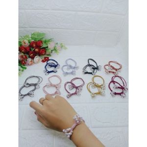 Karet Tali Rambut Korea Mutiara Simpul Anggur isi 12 Pcs