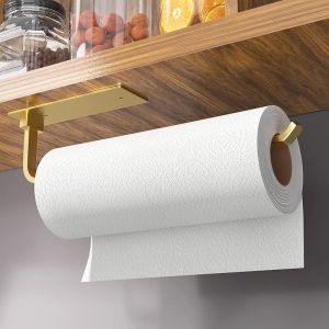 Paper Towel Holder - Self-Adhesive or Drilling Matte Black Upgraded Aluminum Kitchen Roll Dispenser Under Cabinet but Stronger Than Stainless Steel!
