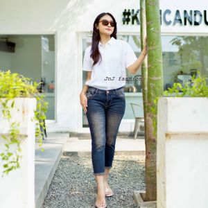 JnJ - Biante Claw Celana Jeans 7/9 wanita Bahan Jeans Melar Realpict