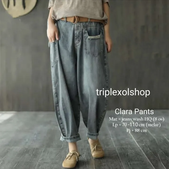 XXX%20Celana%20Jeans%20Monica%20Baggy%20Pants%20Snow%20Allsize%20Pinggang%20Karet%20-%20Image%206