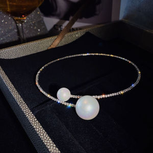 【♡Lovely girls house♡】สร้อยโชคเกอร์เปิดคอไข่มุกเพชรสุดสร้างสรรค์สำหรับผู้หญิงสร้อยคอโซ่ไหปลาร้าเซ็กซี่เครื่องประดับสำหรับงานปาร์ตี้