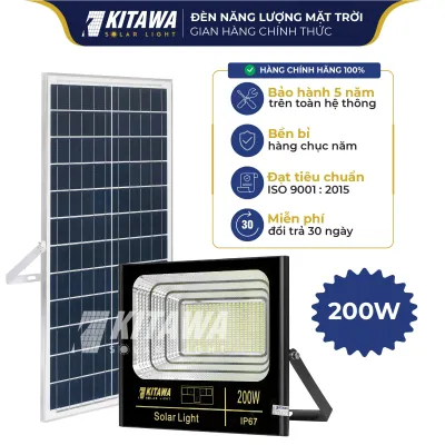 Đèn Pha Năng Lượng Mặt Trời Siêu Sáng KITAWA 60W 100W 200W 300W Chiếu Sáng Phạm Vi Rộng 100 - 300m2