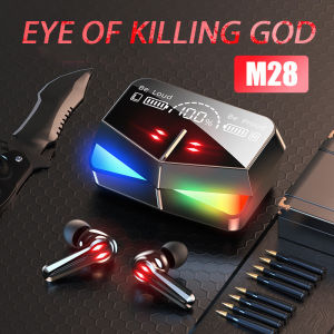 ♥100% ผลิตภัณฑ์ดั้งเดิม + Gratis Ongkir♥M28 TWS หูฟัง Headphone Gaming หูฟังไร้สายบลูทูธหูฟังพร้อมไมโครโฟนแฮนด์ฟรีสำหรับโทรศัพท์มือถือ