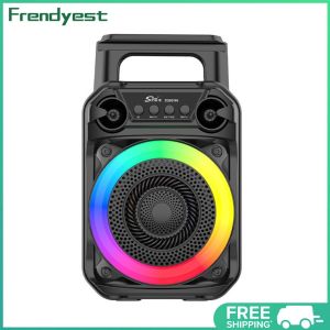 COD [Free Shipping] Compact Wireless Bluetooth Speaker with RGB Lights and Microphone for Karaoke and Outdoor Activities