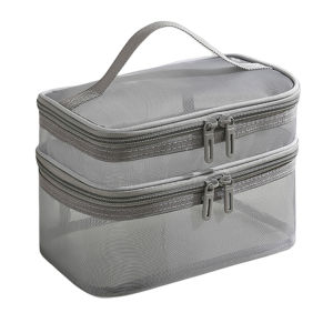 🚚 SG Seller🚚Portable Transparent Mesh Makeup Bag Large Capacity Lipstick Cosmetic Storage Bag Mesh Zipper Pouch For Travel Toiletry Makeup Pouch