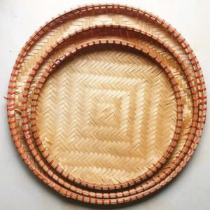 GIÁ SỈ - Mẹt tre thủ công loại 1 25cm-35cm viền đỏ phục vụ nhà hàng trang trí nhà cừa Decor quán coffe