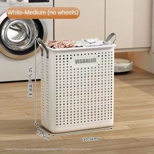 [SG Ready Stock] Foldable Laundry Basket with Wheel Large Capacity Dirty Clothes Basket