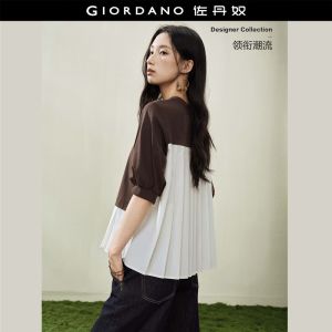 GIORDANO Women T-Shirt Warm Weather T-Shirt Moderate Thickness T-Shirt Slight Elasticity T-Shirt 18326608