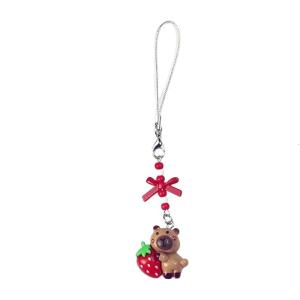 Cute Capybaras Resin Phone Strap Handmade Bead Design Phone Lanyard Accessory for Bags Keys and Daily Accessories