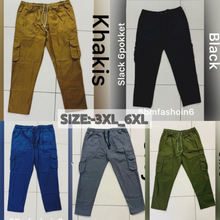 6 pocket Salck Big Size:-3XL To 6XL Pants Plus Size Unisex (Ready Stock ...